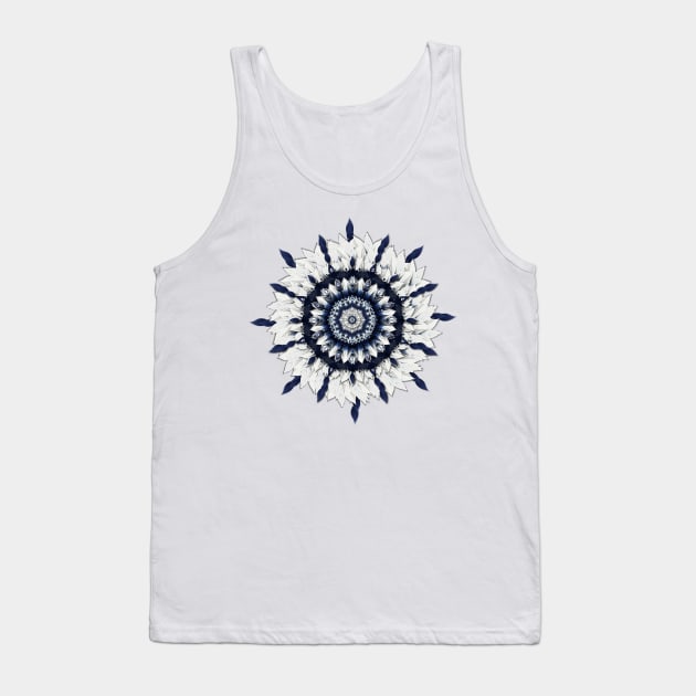 Blue Sash Flower Mandala Tank Top by DISmithArt